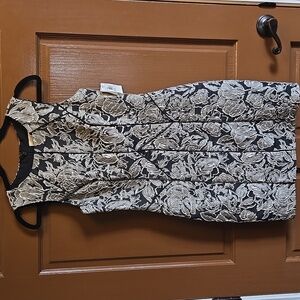 Aidan-Blk/bge print textured sleeveless dress Sz 4 NWT.